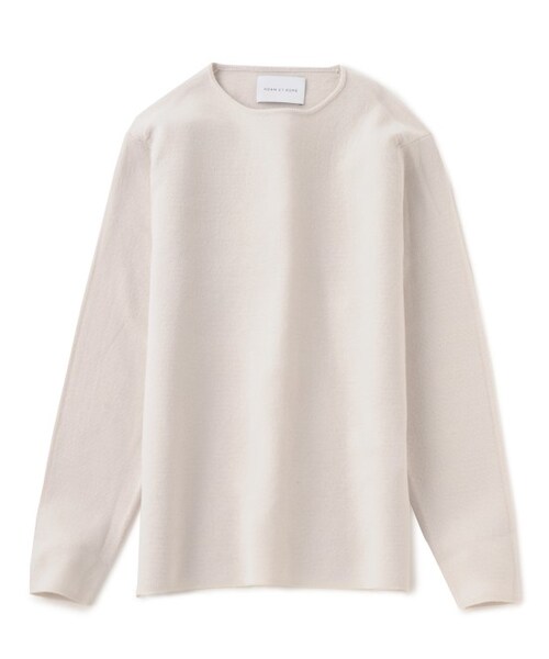 ADAM ET ROPE'（アダムエロペ）の「14G ウォッシャブルウール ハーフミラノプルオーバー（トップス・メンズ・ホワイト系/キャメル/ネイビー・M/L）」の2枚目の写真