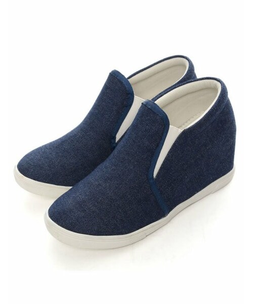 Re:EDIT（リエディ）の「8cmインヒールスリッポンスニーカー[CHICMUSE]（その他・レディース・ブラックPU/ホワイトPU/ブラック/ホワイト/ピンク/ブルー/イエロー/ネイビー/デニムネイビー/迷彩/ブラックレース/ホワイトレース/ピンクレース/ブルーレース/イエローレース/ストライプネイビー/マルチストライプブルー/迷彩×ブラック/ボーダー・XS/S/M/L/LL/3L）」の19枚目の写真