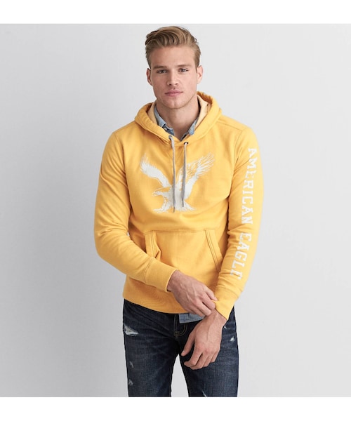 American Eagle（アメリカンイーグル）の「AEOビンテージースウェットフーディー（パーカー・メンズ・バーガンディ/グリーン/ブルー/ディジョン/オレンジ・XS/S/M/L/XL/XXL/XXXL）」の5枚目の写真