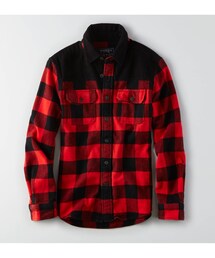 American Eagle | AEOパッチプラッドシャツ(シャツ/ブラウス)