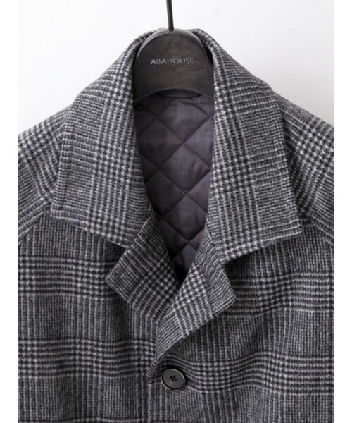 ABAHOUSE（アバハウス）の「Ballis メルトングレンチェック（ステンカラーコート・メンズ・モノクロ/ネイビー・2/3/4）」の5枚目の写真