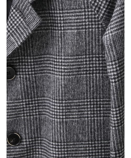 ABAHOUSE（アバハウス）の「Ballis メルトングレンチェック（ステンカラーコート・メンズ・モノクロ/ネイビー・2/3/4）」の10枚目の写真