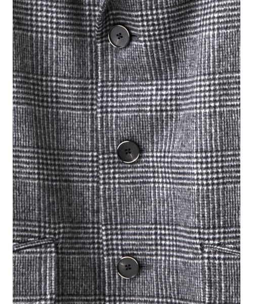 ABAHOUSE（アバハウス）の「Ballis メルトングレンチェック（ステンカラーコート・メンズ・モノクロ/ネイビー・2/3/4）」の6枚目の写真