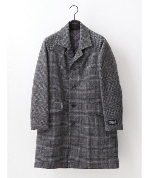 ABAHOUSE（アバハウス）の「Ballis メルトングレンチェック（ステンカラーコート・メンズ・モノクロ/ネイビー・2/3/4）」の2枚目の写真