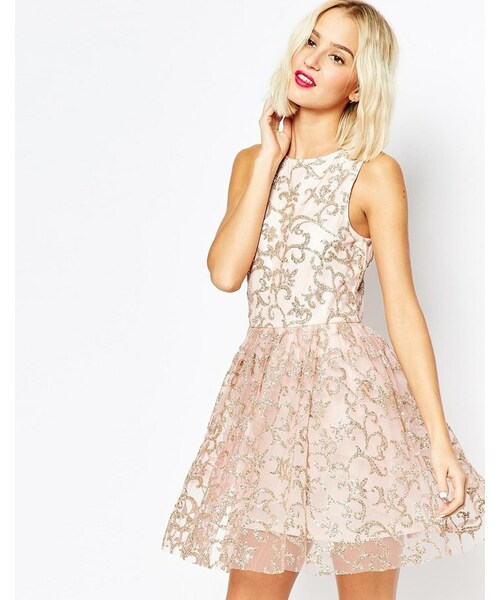 Asos（エイソス）の「ASOS COLLECTION ASOS Sparkle Mesh Glitter Mini Prom Dress