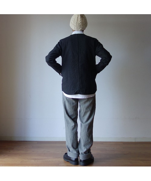 nisica（ニシカ）の「【ラスト1枚！】nisica ニシカ ノーカラーダブルボタンシャツ GRY グレー UNISEX 男女兼用（ノーカラージャケット・メンズ・その他）」の5枚目の写真