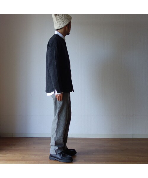 nisica（ニシカ）の「【ラスト1枚！】nisica ニシカ ノーカラーダブルボタンシャツ GRY グレー UNISEX 男女兼用（ノーカラージャケット・メンズ・その他）」の3枚目の写真