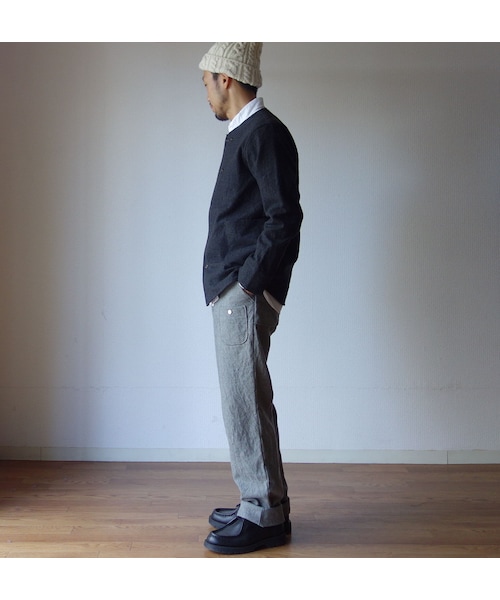 nisica（ニシカ）の「【ラスト1枚！】nisica ニシカ ノーカラーダブルボタンシャツ GRY グレー UNISEX 男女兼用（ノーカラージャケット・メンズ・その他）」の4枚目の写真