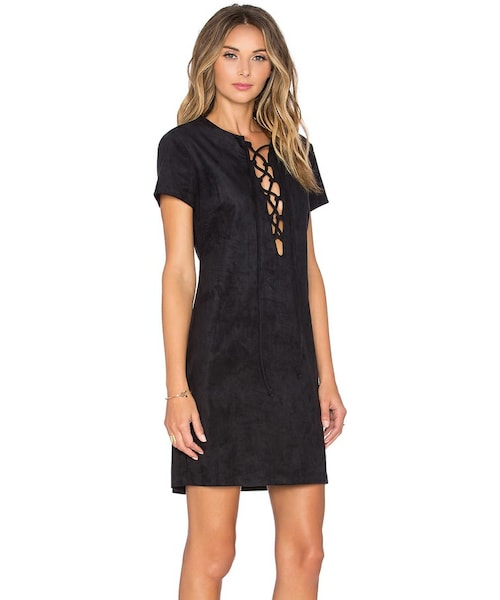 WAYF（-）の「WAYF Faux Suede Lace Up Dress（ワンピース）」 - WEAR