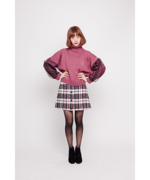 merry jenny(メリージェニー)の「ドットチュールキリカエニット(トップス・レディース・ブラック/ピンク/アイスブルー・F)」の6枚目の写真