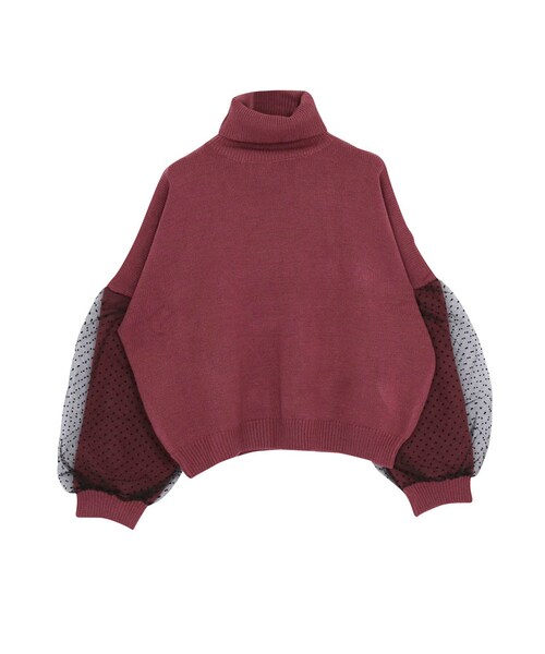 merry jenny(メリージェニー)の「ドットチュールキリカエニット(トップス・レディース・ブラック/ピンク/アイスブルー・F)」の3枚目の写真