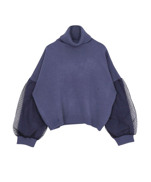 merry jenny(メリージェニー)の「ドットチュールキリカエニット(トップス・レディース・ブラック/ピンク/アイスブルー・F)」の2枚目の写真