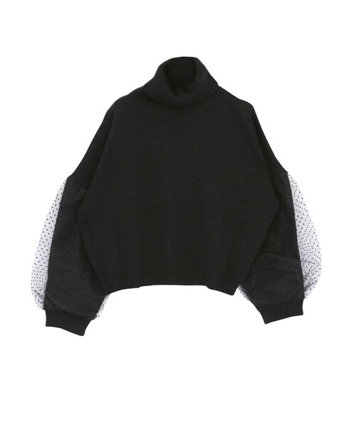 merry jenny(メリージェニー)の「ドットチュールキリカエニット(トップス・レディース・ブラック/ピンク/アイスブルー・F)」の1枚目の写真