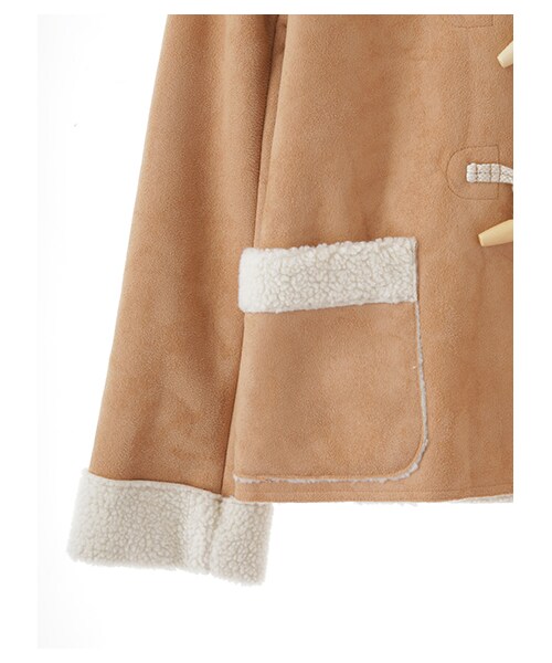 earth music&ecology（アースミュージックアンドエコロジー）の「＜WEB限定大きな・小さなサイズ＞フェイクムートンダッフルコート（ジャケット/アウター・ベージュ/キャメル・L）」の5枚目の写真