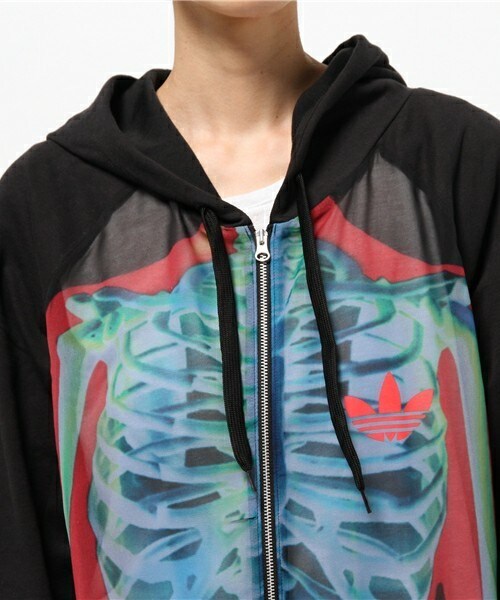 アディダス adidas RITA LOGO HOODIE リタオラ ロゴ フーディ パーカー メッシュ 切替 黒 ブラック S11803 レディース adidas Originals（アディダスオリジナルス）の「ウィメンズ