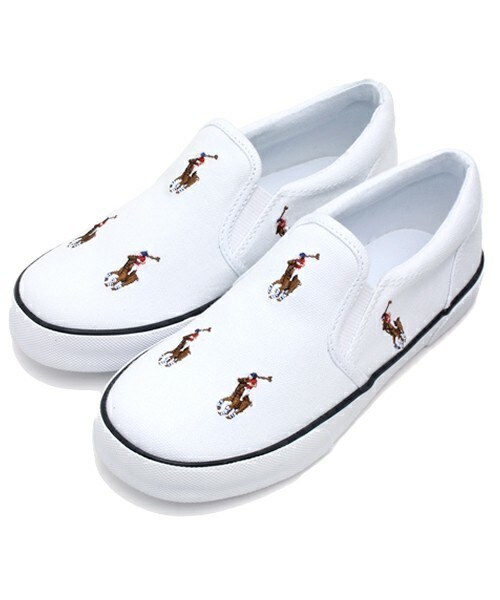 styles(スタイルス)の「キッズ チャイルド ポロ ラルフローレン スリッポン バルハーバー POLO BAL HARBOURREPEAT CHILD(スニーカー・キッズ・ホワイト/カーキ/ネイビー/ピンク/マルチ/A・17cm/18cm/19cm/20cm)」の5枚目の写真