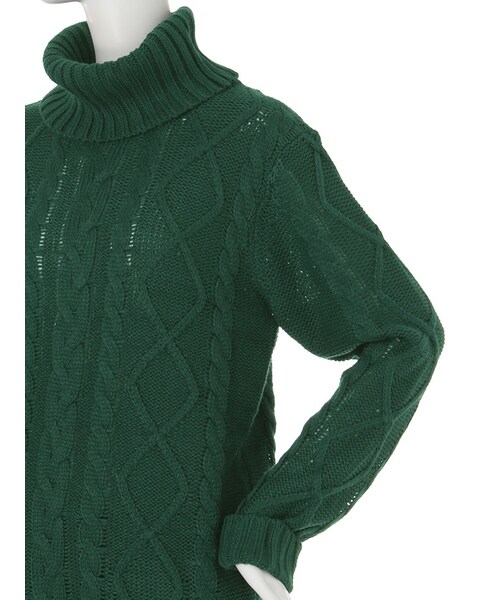 EVRIS（エヴリス）の「ケーブルタートルネックニットワンピ（ワンピース/ドレス・レディース・グレー/ブラック/グリーン・F）」の10枚目の写真