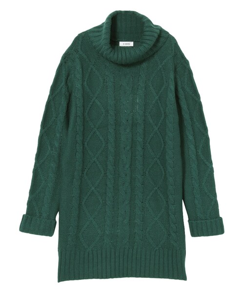 EVRIS（エヴリス）の「ケーブルタートルネックニットワンピ（ワンピース/ドレス・レディース・グレー/ブラック/グリーン・F）」の12枚目の写真