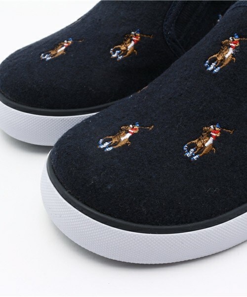 POLO RALPH LAUREN(ポロ ラルフ ローレン)の「ベビー キッズ ラルフローレン ウール素材 スリッポン POLO BAL HARBOUR REPEAT WOOL(スニーカー・キッズ・グレー/ネイビー・12cm/13cm/14cm/15cm/16cm)」の6枚目の写真