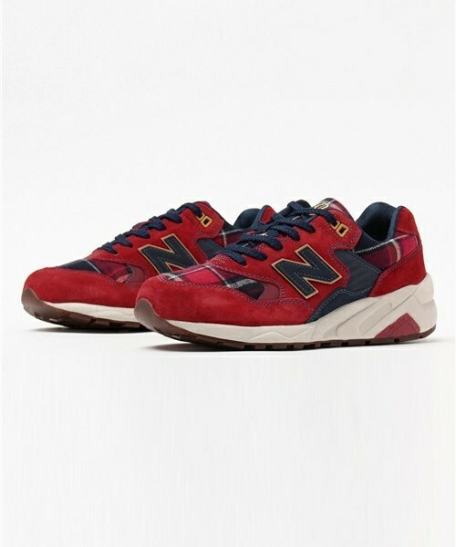 New Balance 580 レッド チェック柄 スニーカー New Balance - new balance 赤×紺チェック柄 WRT580の通販 by