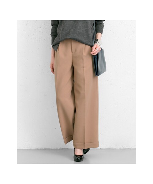 URBAN RESEARCH（アーバンリサーチ）の「ダブルクロスタックワイドパンツ（パンツ・レディース・OFF/BEIGE/BLACK・36/38）」の4枚目の写真