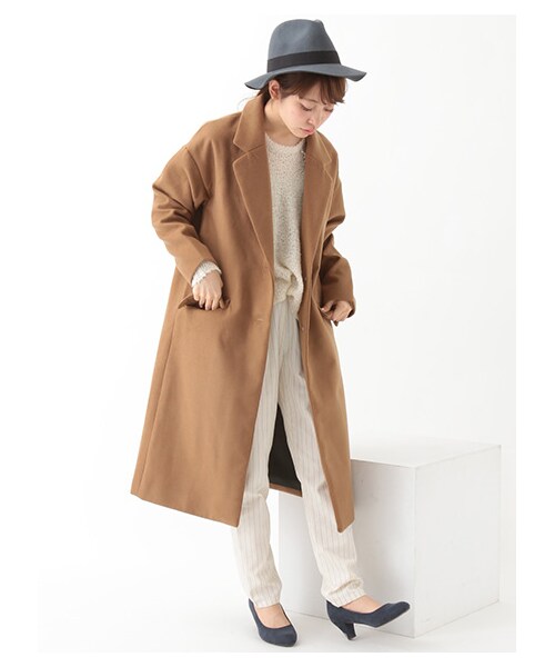 earth music&ecology（アースミュージックアンドエコロジー）の「ロングチェスターコート（ジャケット/アウター・杢グレー/ブラック/キャメル/カーキ・M/L）」の6枚目の写真