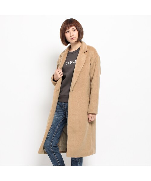 OZOC(オゾック)の「ロングチェスターコート(ジャケット/アウター・レディース・キャメル/グレー/ブラック・M)」の10枚目の写真