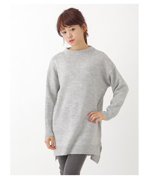 earth music&ecology（アースミュージックアンドエコロジー）の「ボトルネックニットチュニック（トップス・アイボリー/杢ライトグレー/ネイビー/ダークグリーン・F）」の5枚目の写真