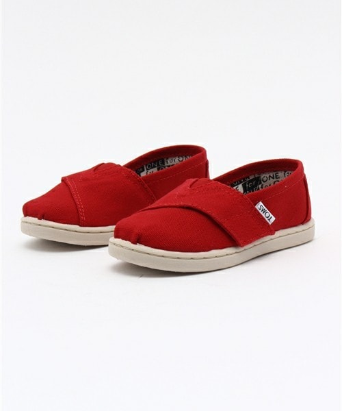 TOMS（トムス）の「ベビー キッズ トムス トムズ タイニー スリッポン TOMS TINY-ORIGINAL CLASSICS（スニーカー・キッズ・オフホワイト/ブラック/レッド・12cm/13cm/14cm/15cm）」の3枚目の写真