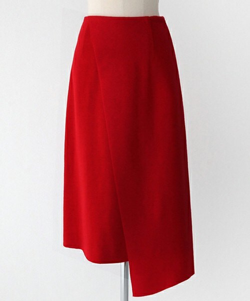 DHOLIC（ディーホリック）の「アンバランスラップミディスカート（スカート・レディース・グレー/ブラック/レッド・S/M）」の3枚目の写真