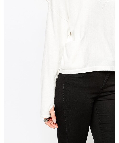 asos(エイソス)の「ASOS COLLECTION ASOS High Neck Sweater with Extreme Stepped Hem and Side Splits(ニット/セーター・レディース・White・US 0/US 10/US 12/US 14/US 2/US 6/US 8)」の3枚目の写真