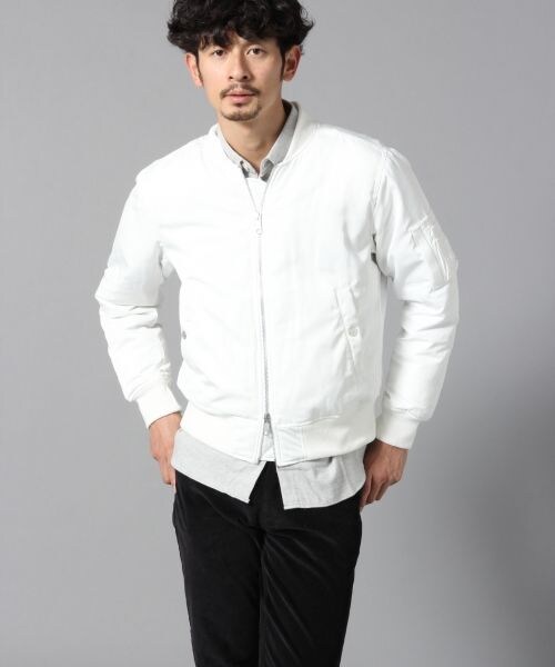 BLISS POINT（ブリスポイント）の「ツイルリブブルゾン（ジャケット/アウター・メンズ・ホワイト/ブラック・M/L）」の7枚目の写真