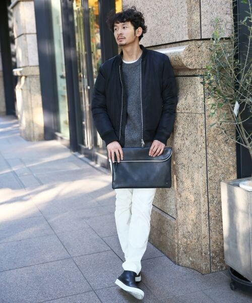 BLISS POINT（ブリスポイント）の「ツイルリブブルゾン（ジャケット/アウター・メンズ・ホワイト/ブラック・M/L）」の3枚目の写真