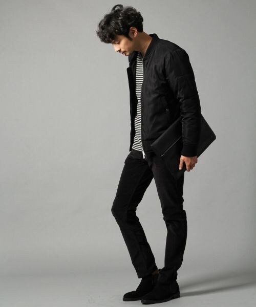 BLISS POINT（ブリスポイント）の「ツイルリブブルゾン（ジャケット/アウター・メンズ・ホワイト/ブラック・M/L）」の5枚目の写真