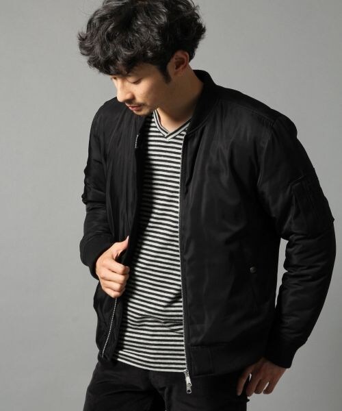 BLISS POINT（ブリスポイント）の「ツイルリブブルゾン（ジャケット/アウター・メンズ・ホワイト/ブラック・M/L）」の2枚目の写真