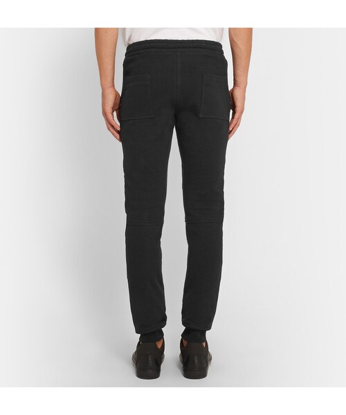 BALMAIN(バルマン)の「Balmain Slim-Fit Biker-Style Leather-Trimmed Cotton-Jersey Sweatpants(その他パンツ・メンズ・Black・S/M/L/XL)」の5枚目の写真