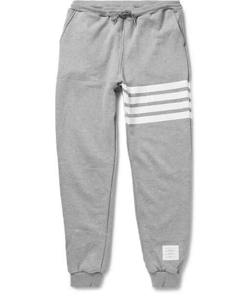 THOM BROWNE(トムブラウン)の「Thom Browne Striped Cotton-Jersey Sweatpants(その他パンツ・メンズ・Gray・0/1/2/3/4/5)」の2枚目の写真