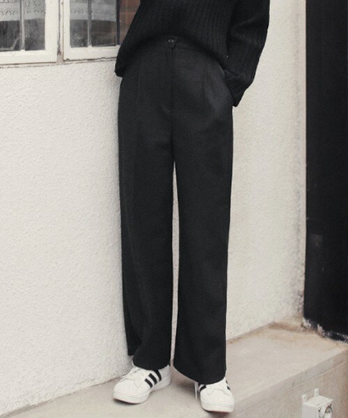 DHOLIC（ディーホリック）の「ツータックハイウエストワイドパンツ（その他パンツ・レディース・ベージュ/ブラック・S/M）」の2枚目の写真