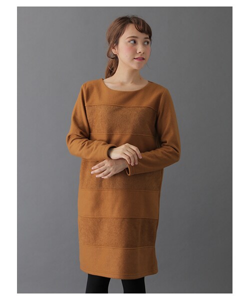 SEVENDAYS=SUNDAY（セブンデイズサンデイ）の「・切替ボーダーワンピース（ワンピース/ドレス・チャコールグレー/キャメル/ネイビー・M/L）」の4枚目の写真