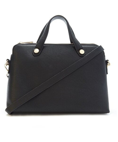 FOREVER 21(フォーエバー トゥエンティーワン)の「FOREVER 21 Textured Faux Leather Satchel(ショルダーバッグ・レディース・Black/Beige・One size)」の1枚目の写真