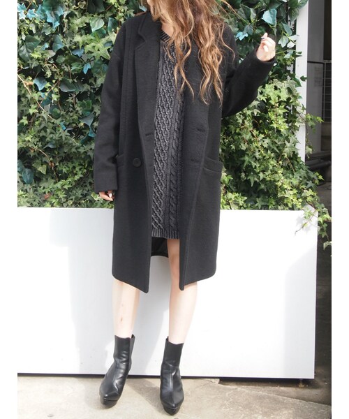 GYDA（ジェイダ）の「ウールロングチェスターコート（ジャケット/アウター・レディース・グレー/ブラック/ベージュ/カーキ）」の5枚目の写真