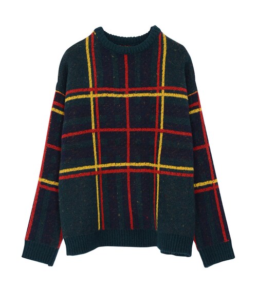 jouetie（ジュエティ）の「チェックニットプルオーバー（トップス・レディース・オフホワイト/レッド/ダークグリーン）」の2枚目の写真