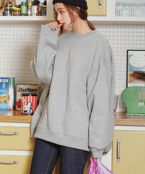 DHOLIC（ディーホリック）の「裏起毛オーバーサイズスウェットプルオーバー（Tシャツ/カットソー・レディース・スカイブルー/グレー/ブラック・FREE）」の3枚目の写真