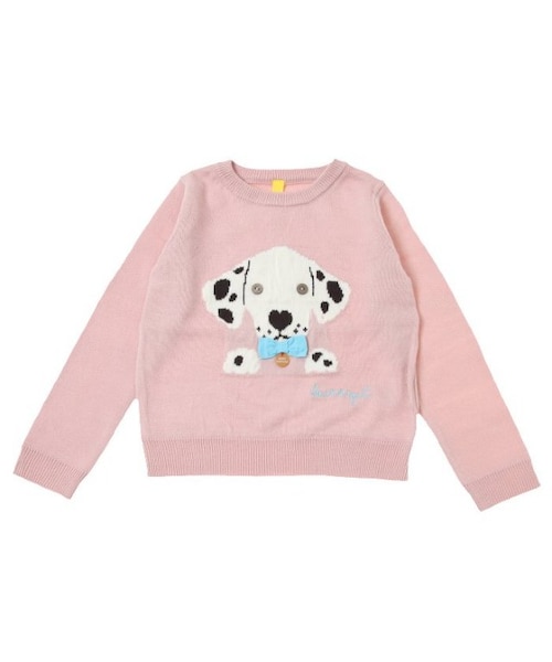 apres les cours（アプレレクール）の「◎lovely cat&dalmatianインターシャセーター（トップス・キッズ・グレー/ピンク・80/90/100/110/120/130/140）」の4枚目の写真