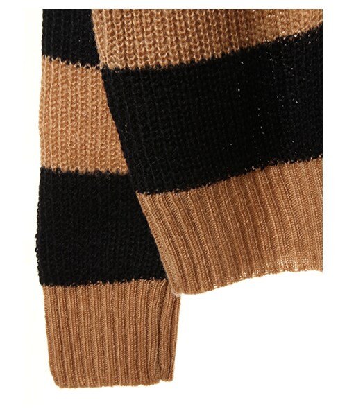 E hyphen world gallery(イーハイフンワールドギャラリー)の「・胸ポケット付畦編みボーダーニットプルオーバー(トップス・オフホワイト/キャメル/カーキ・F)」の9枚目の写真