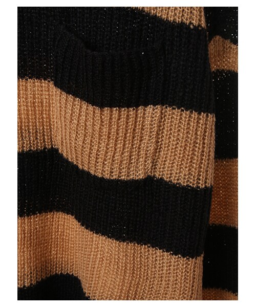 E hyphen world gallery(イーハイフンワールドギャラリー)の「・胸ポケット付畦編みボーダーニットプルオーバー(トップス・オフホワイト/キャメル/カーキ・F)」の8枚目の写真