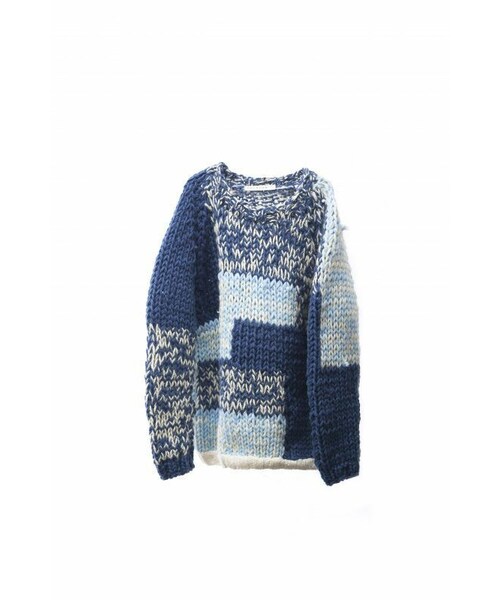 POURTON DE MOI（ポアトアデモア）の「HAND-KNITED PATCH WORK SWEATER 