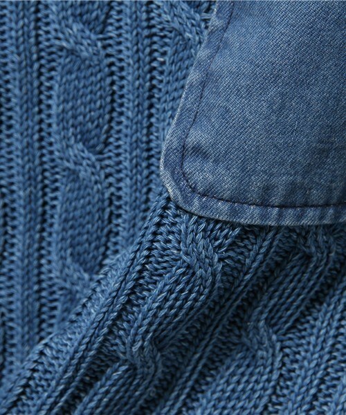 RATTLE TRAP（ラトルトラップ）の「インディゴ染めケーブル編み×デニムコンビシャツニット（ニット/セーター・メンズ・ブルー・MEDIUM/LARGE）」の8枚目の写真