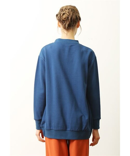Design Tshirts Store graniph（デザイン　ティーシャツ　ストア　グラニフ）の「ねことねずみ (ビル シャルメッツ ボトル ネック スウェット チュニック)（トップス・レディース・ブルー・Ladies F）」の10枚目の写真