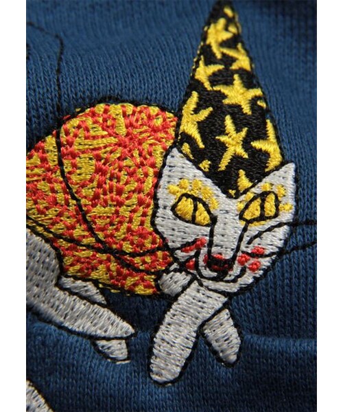 Design Tshirts Store graniph（デザイン　ティーシャツ　ストア　グラニフ）の「ねことねずみ (ビル シャルメッツ ボトル ネック スウェット チュニック)（トップス・レディース・ブルー・Ladies F）」の6枚目の写真